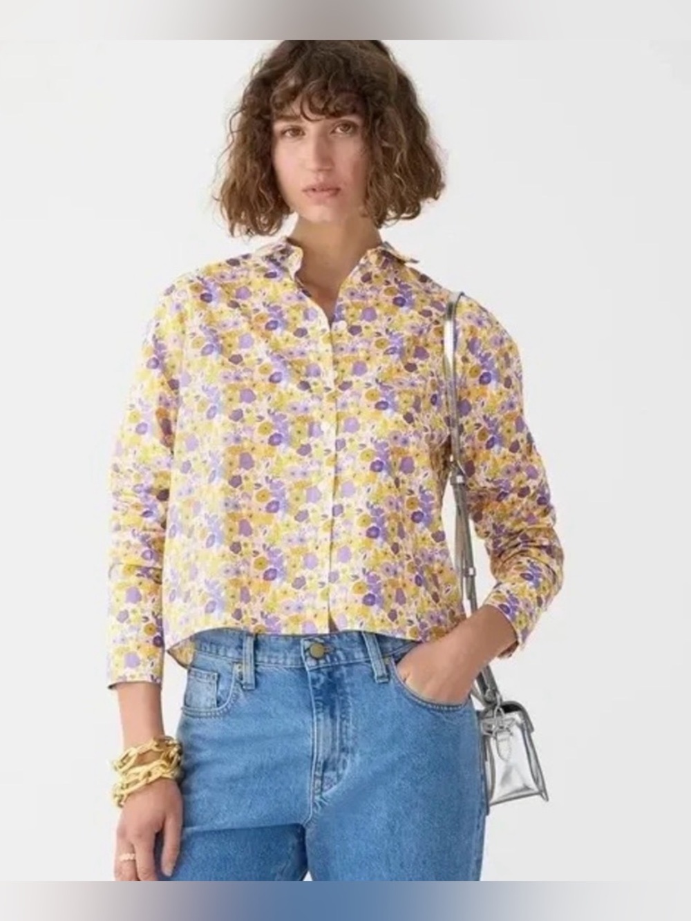J Crew x Liberty Yellow Floral Button-Up Shirt